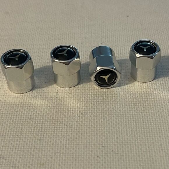 Mercedes Benz Logo valve Stem caps in silver set of 4 NWT - Picture 2 of 4
